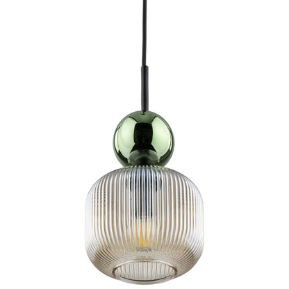 Ribbed Glass Pendant Light | Adjustable Height Decorative Fixture for Kitchen Island Lighting 7