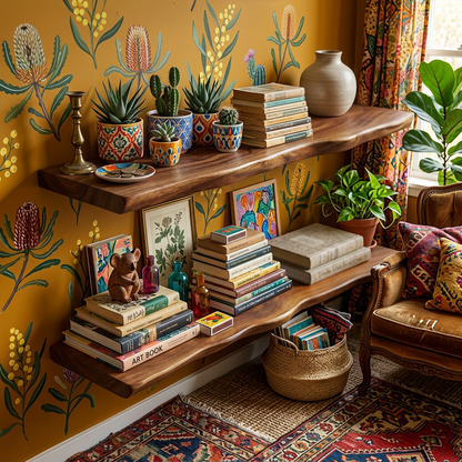 Rustic Hardwood | Floating Shelf with Live Edge Design | Unique Wall Decor for Natural Aesthetic 5