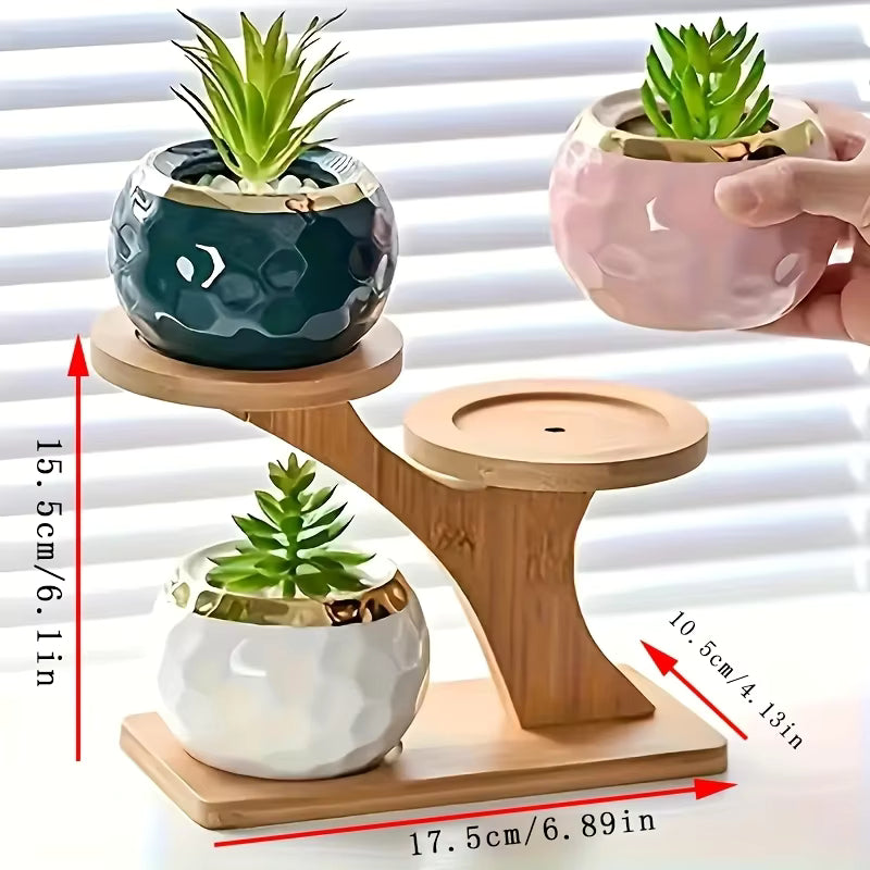 Artisanal Bamboo Plant Stand | Multi-Tier Design for Eco-Friendly Home Decor
