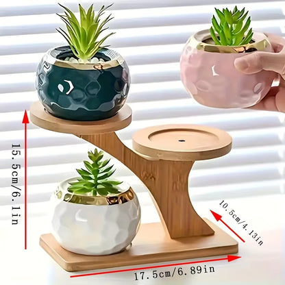 Artisanal Bamboo Plant Stand | Multi-Tier Design for Eco-Friendly Home Decor