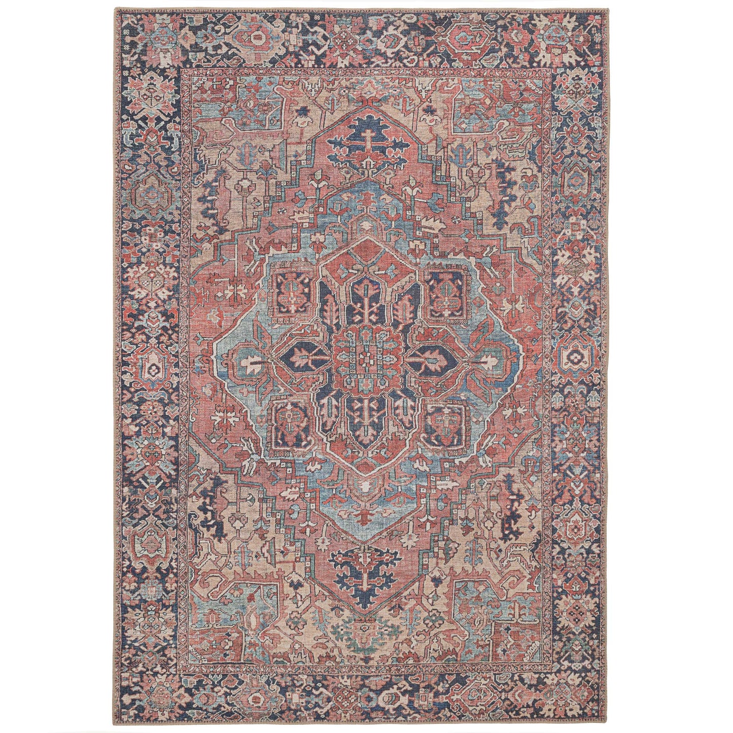 Savanna | Washable Red Distressed Rug with Stain Resistance | Eco-Friendly Design for Easy Maintenance 0