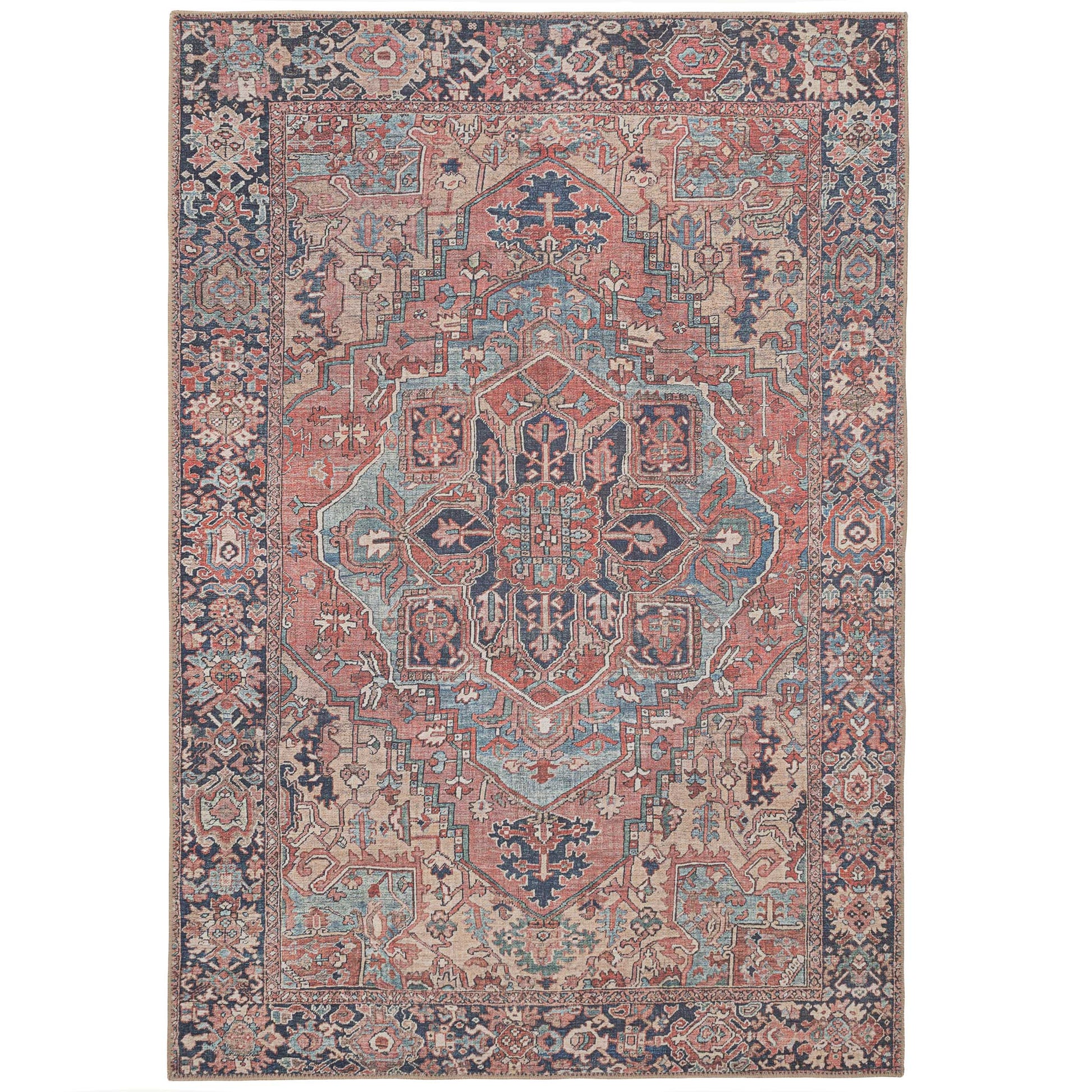 Savanna | Washable Red Distressed Rug with Stain Resistance | Eco-Friendly Design for Easy Maintenance 0
