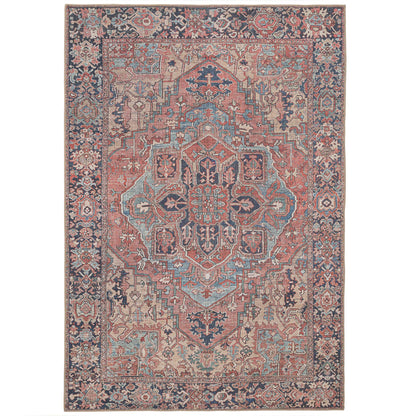 Savanna | Washable Red Distressed Rug with Stain Resistance | Eco-Friendly Design for Easy Maintenance 0
