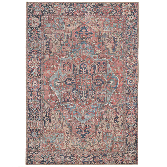 Savanna | Washable Red Distressed Rug with Stain Resistance | Eco-Friendly Design for Easy Maintenance 0