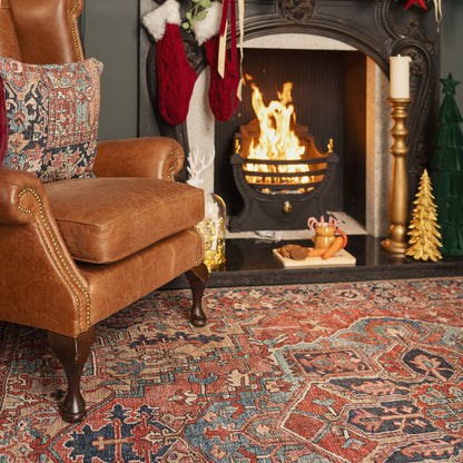 Savanna | Washable Red Distressed Rug with Stain Resistance | Eco-Friendly Design for Easy Maintenance 5