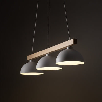 Scandinavian 3-Light Pendant Light with Natural Wood Beam | Elegant Kitchen Island Lighting for Dining Spaces 2