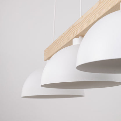 Scandinavian 3-Light Pendant Light with Natural Wood Beam | Elegant Kitchen Island Lighting for Dining Spaces 4