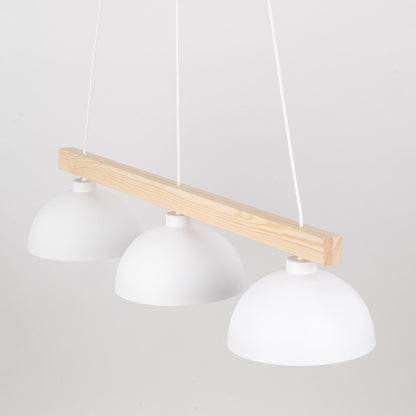 Scandinavian 3-Light Pendant Light with Natural Wood Beam | Elegant Kitchen Island Lighting for Dining Spaces 6