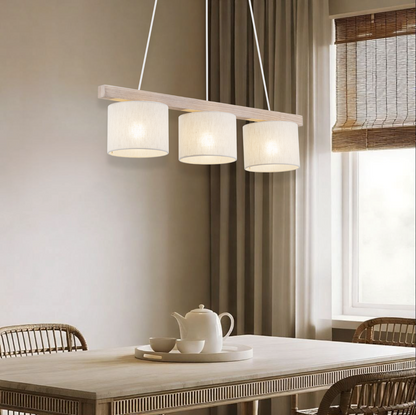 Scandinavian Pendant Light with Adjustable Height & Soft Linen Shades | Modern Kitchen Pendant Lighting for Cozy Ambiance 3