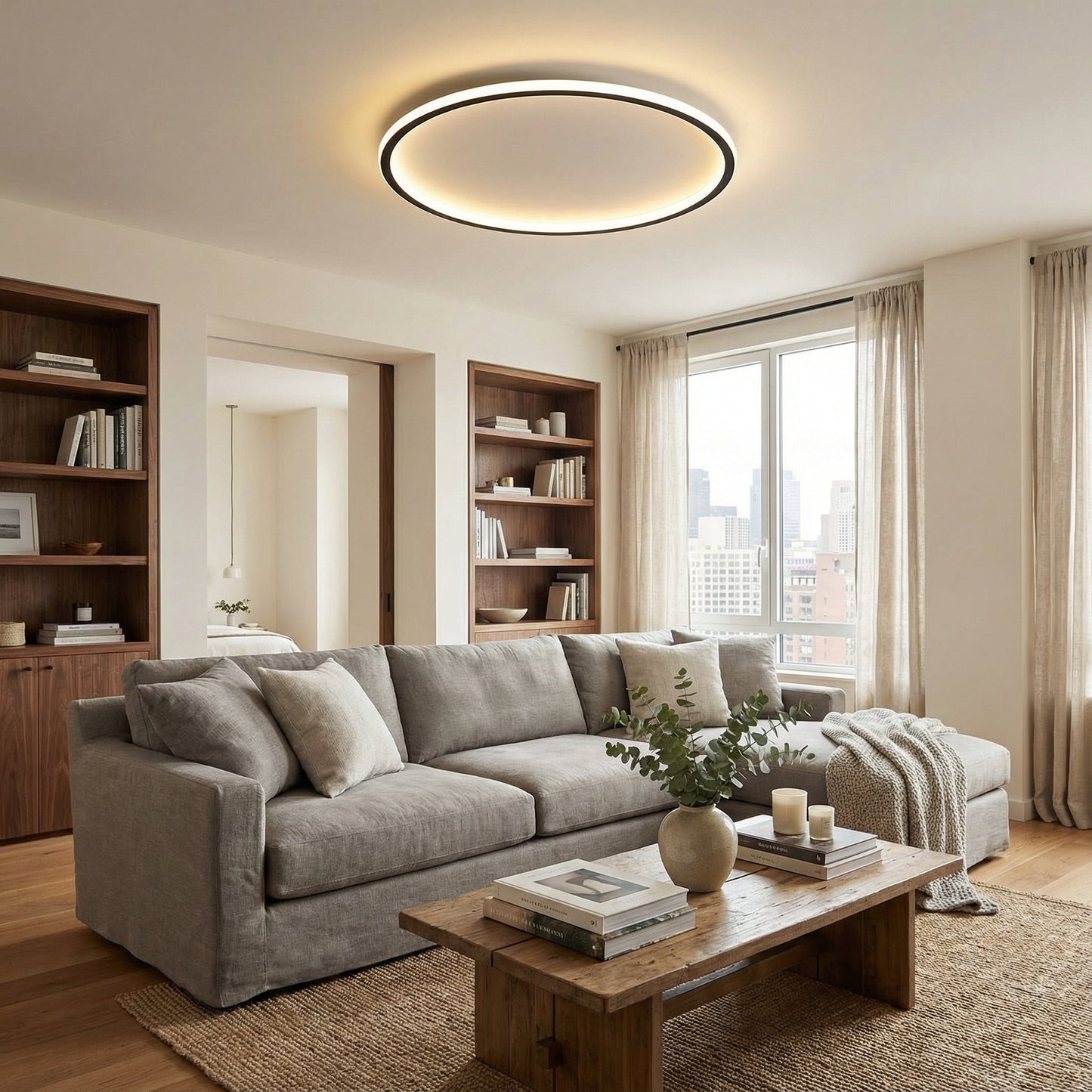 Scandinavian Round LED Ceiling Light | Integrated LED & Flush Mount Design for Modern Interiors 3