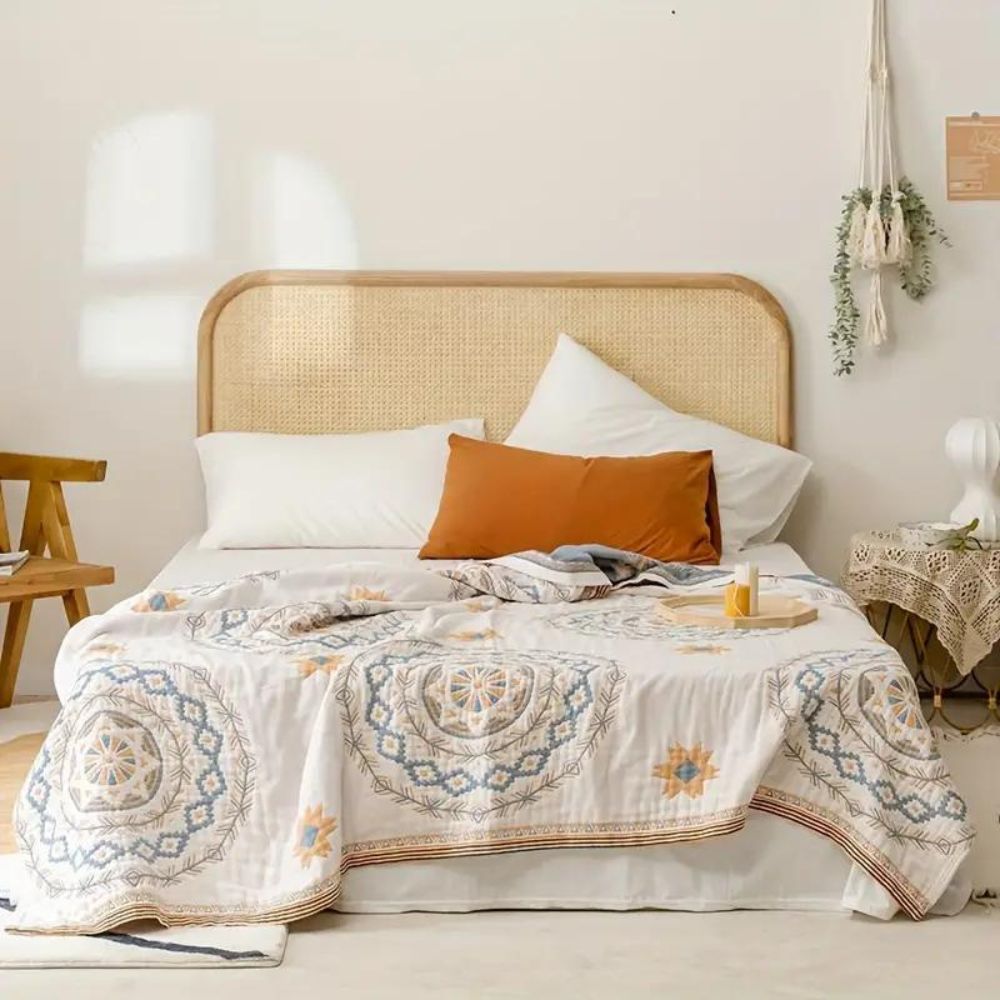 Serene Mandala | Cotton Throw Blanket with Bohemian Design | Stylish Comfort for Home Décor 0