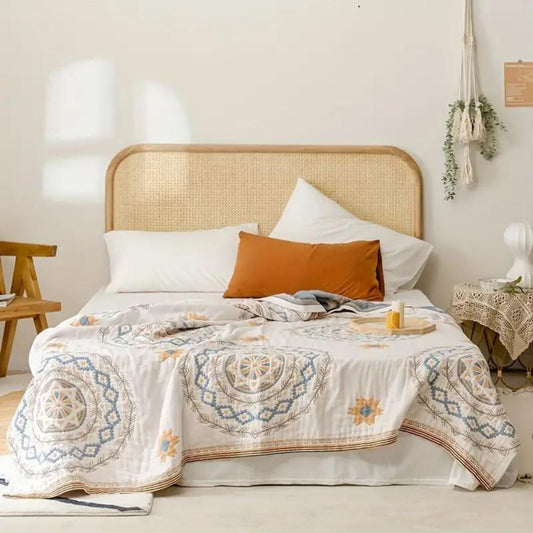 Serene Mandala | Cotton Throw Blanket with Bohemian Design | Stylish Comfort for Home Décor 0