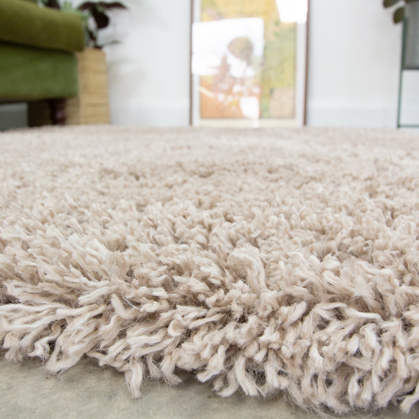 Shaggy Beige Area Rug with Luxurious Texture | Versatile Design for Home Comfort 2
