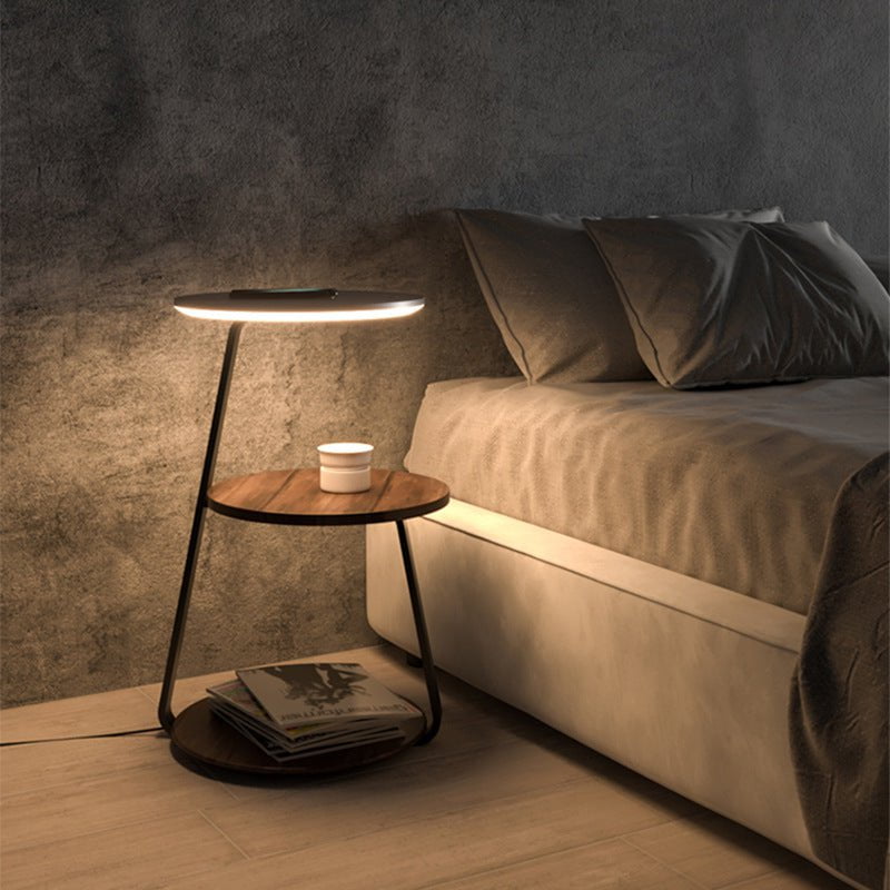 Signature Side Table with Wireless Charger & Ambient Lighting | Modern Design for Enhanced Living Spaces 0