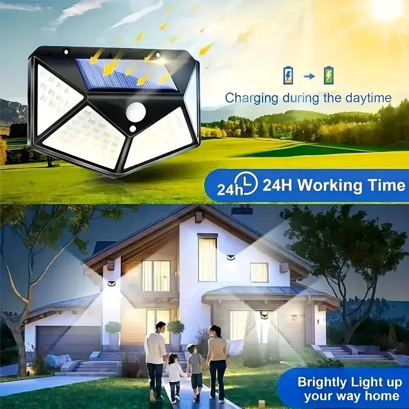 Solar Garden Lights | 100 LED Outdoor Wall Light with Dimmable Function | Modern Design for Perfect Ambiance 3