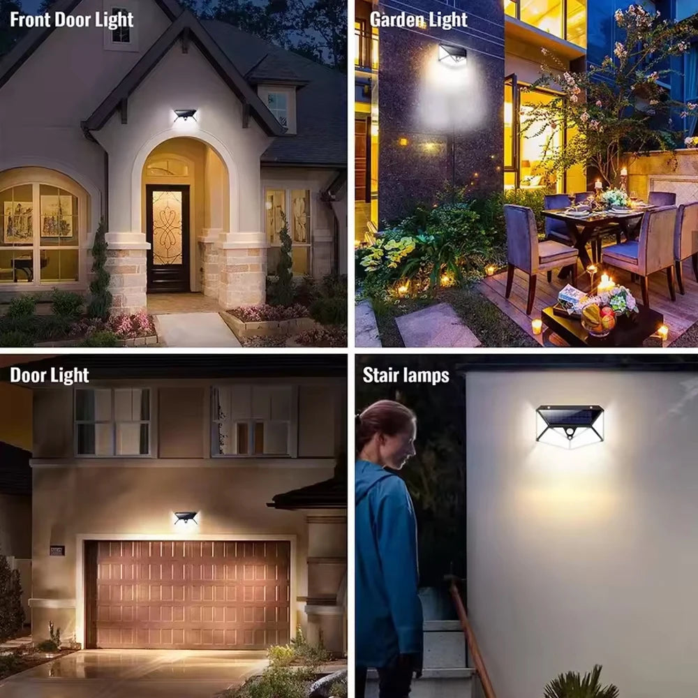Solar Garden Lights | 100 LED Outdoor Wall Light with Dimmable Function | Modern Design for Perfect Ambiance 5