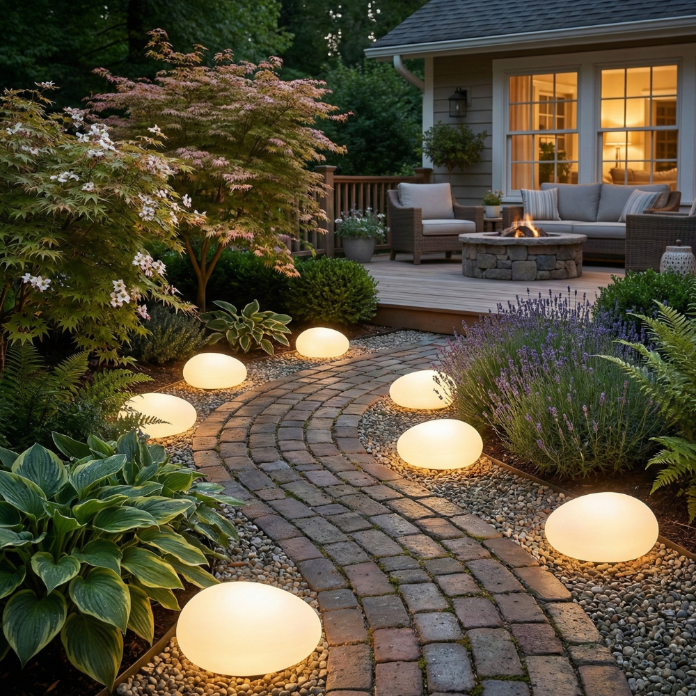 Solar Pebble Stone Light | Waterproof Solar Garden Lights for Elegant Outdoor Ambiance 0