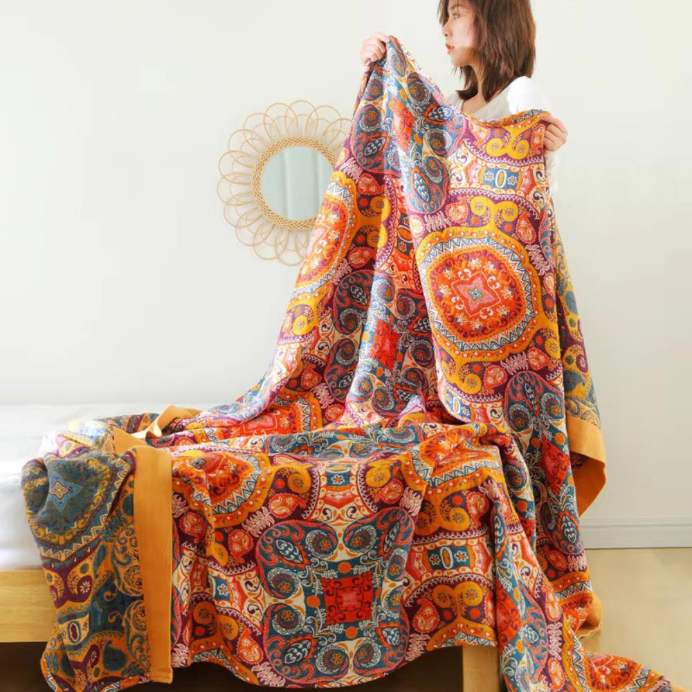 Sunrise Boho | Cooling Blanket with Reversible Cotton Fibers | Breathable Comfort for Refreshing Sleep 1