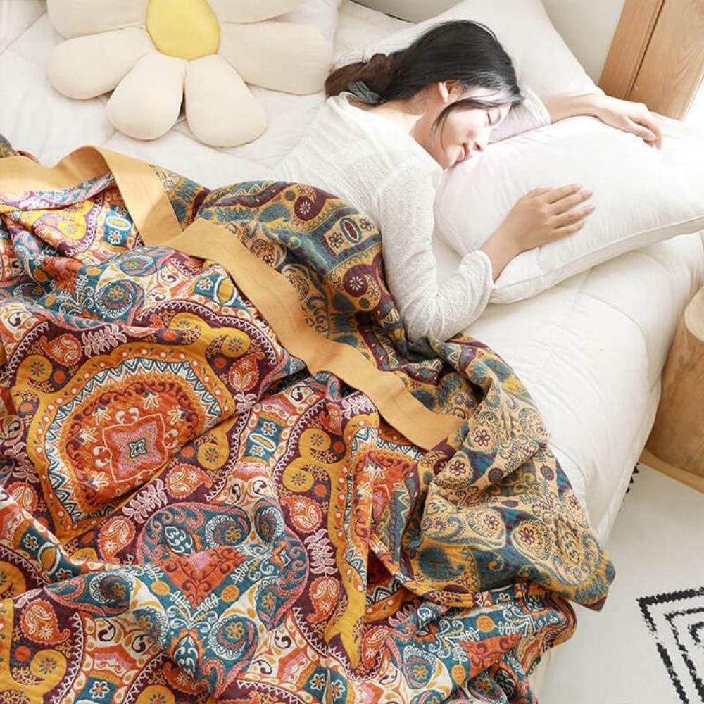 Sunrise Boho | Cooling Blanket with Reversible Cotton Fibers | Breathable Comfort for Refreshing Sleep 3