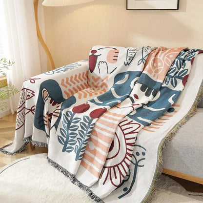 Tassel Tide | Couch Cover with Jacquard Design & Tassels | Lightweight Cotton Linen Protector for All-Season Style 2