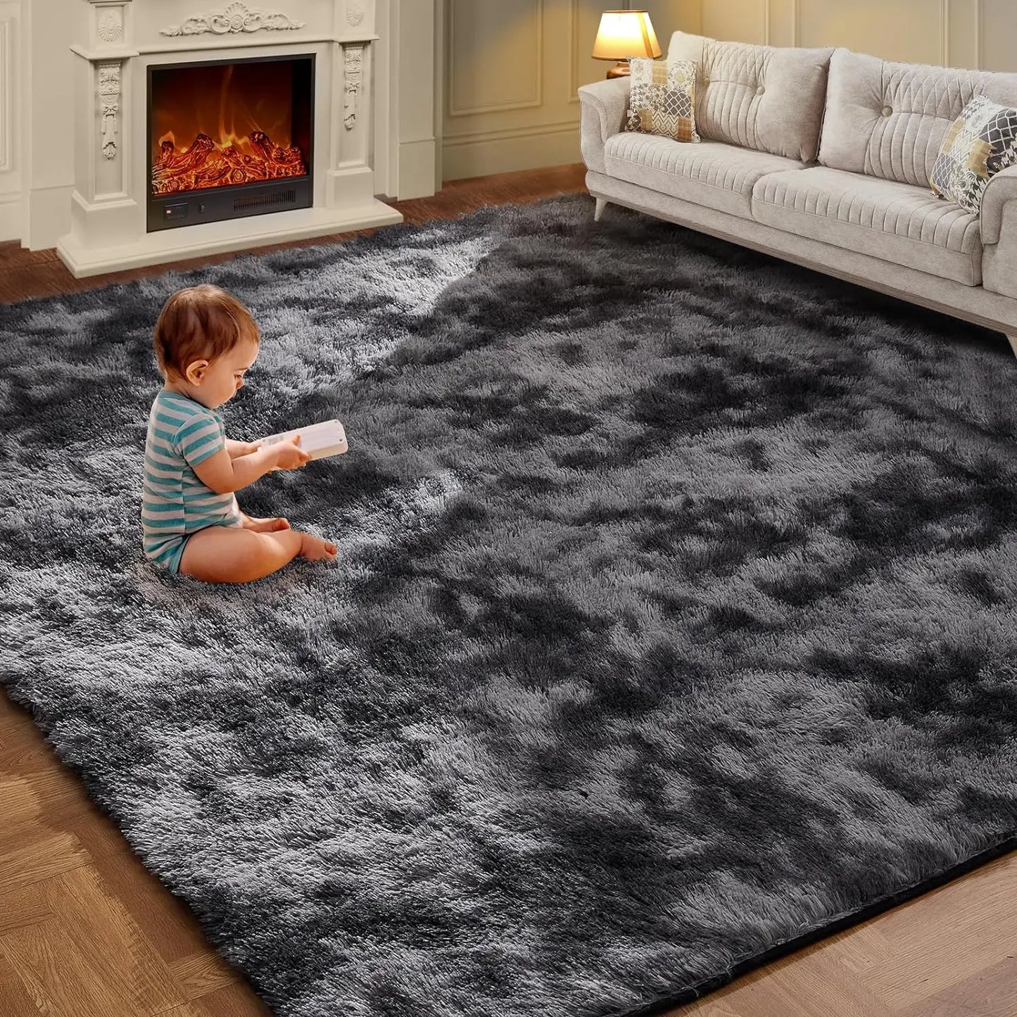 Tie-Dye Plush Carpet | Soft Non-Slip Mat for Kids' Crawling & Cozy Living Spaces 0