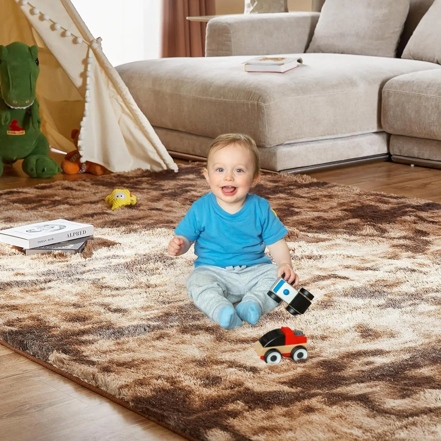 Tie-Dye Plush Carpet | Soft Non-Slip Mat for Kids' Crawling & Cozy Living Spaces 14