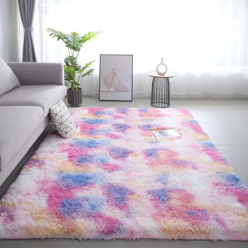 Tie-Dye Plush Carpet | Soft Non-Slip Mat for Kids' Crawling & Cozy Living Spaces 9