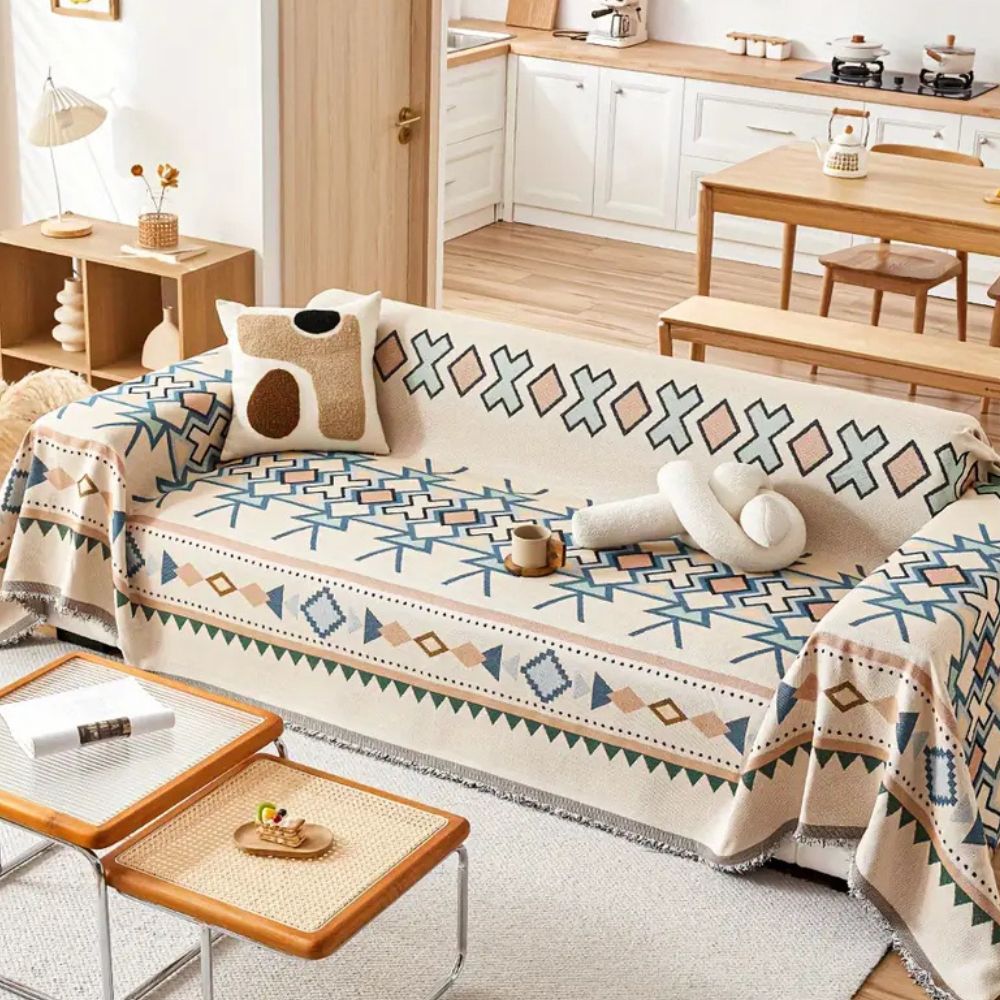 Tribal Weave | Couch Cover with Premium Chenille Fabric | Stylish Protector for Any Living Space 0