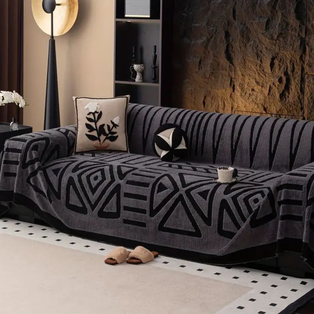 Urban Maze | Couch Cover with Plush Microfiber & Non-Slip Design | Stylish Protection Against Spills and Stains 0