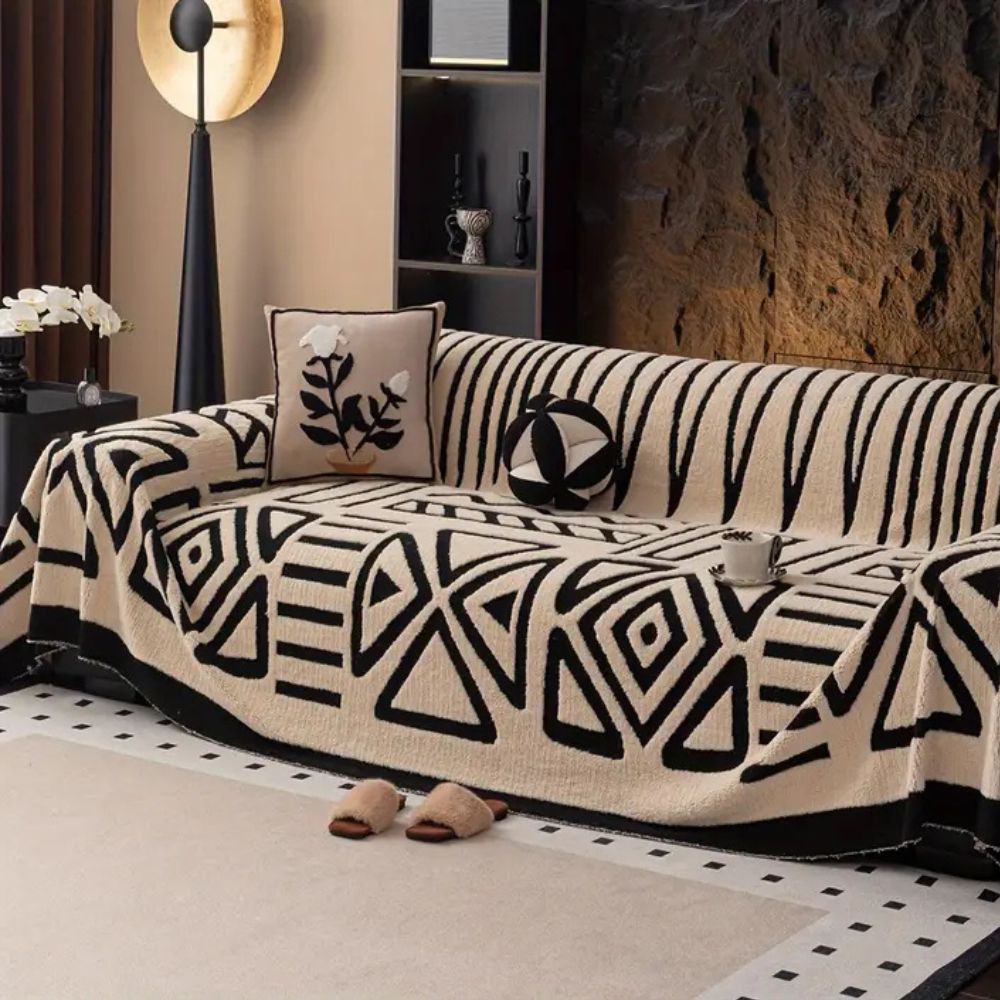 Urban Maze | Couch Cover with Plush Microfiber & Non-Slip Design | Stylish Protection Against Spills and Stains 1