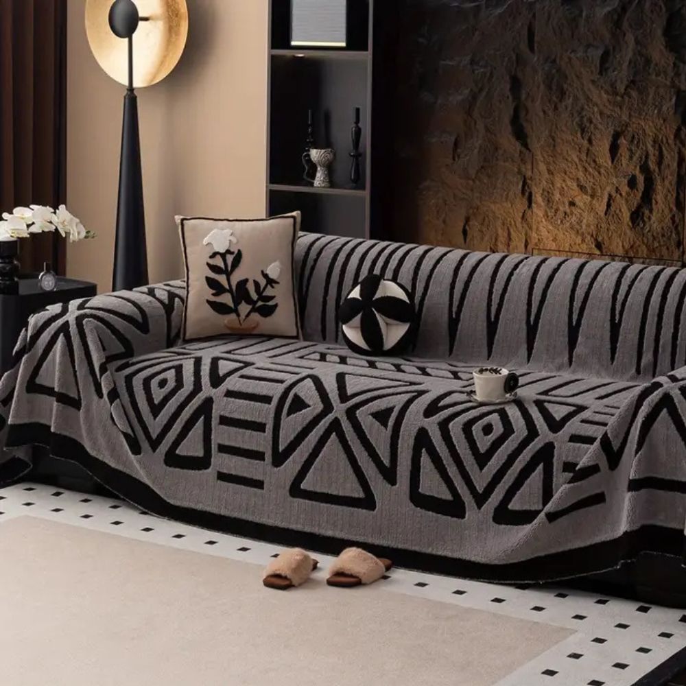 Urban Maze | Couch Cover with Plush Microfiber & Non-Slip Design | Stylish Protection Against Spills and Stains 2