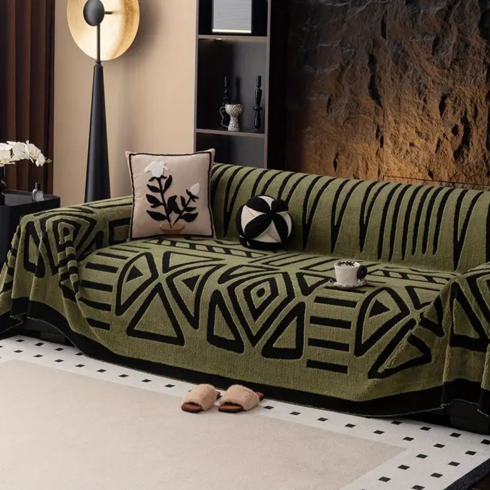 Urban Maze | Couch Cover with Plush Microfiber & Non-Slip Design | Stylish Protection Against Spills and Stains 3