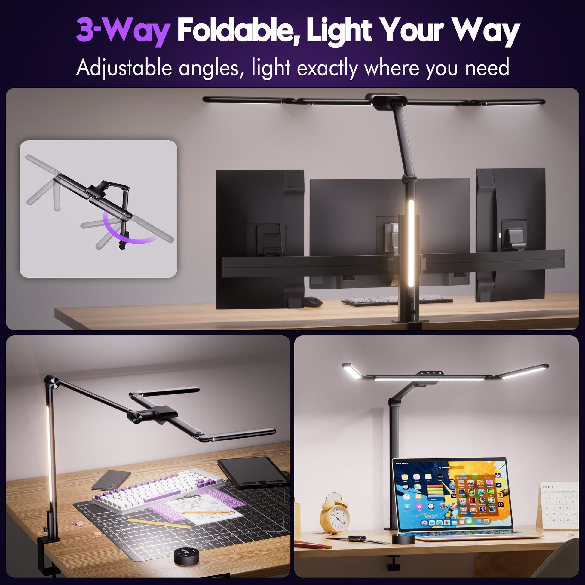 Versatile Desk Lamp | Foldable Design with Motion Sensor & Dual Control | Adjustable Lighting for Enhanced Focus 4