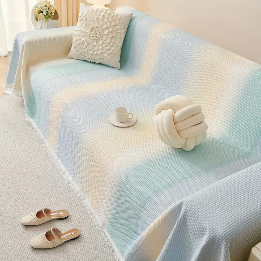 Vibrant Rainbow Couch Cover with Non-Slip Design for Summer Comfort 0