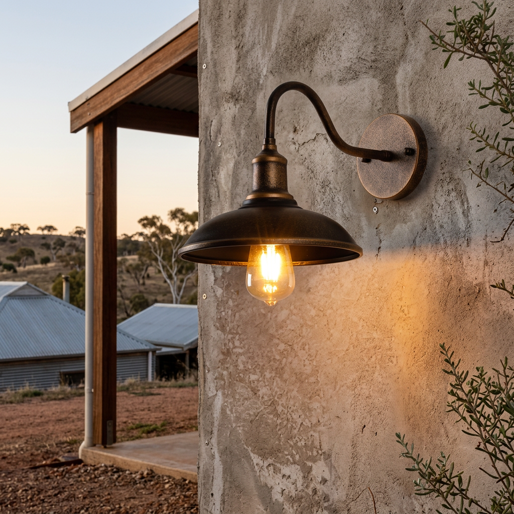 Vintage Industrial Barn Light Sconce with Gooseneck Arm | Weather-Resistant Design for Outdoor Illumination 1