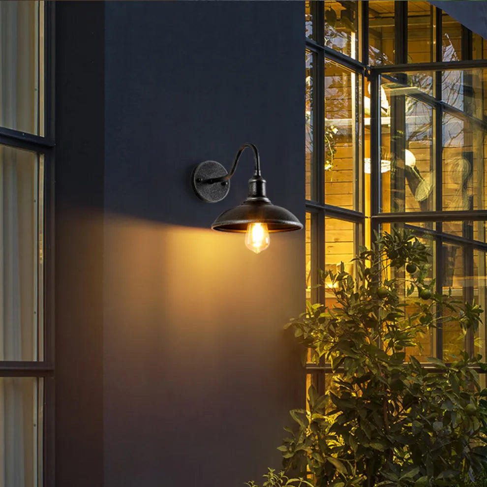 Vintage Industrial Barn Light Sconce with Gooseneck Arm | Weather-Resistant Design for Outdoor Illumination 3