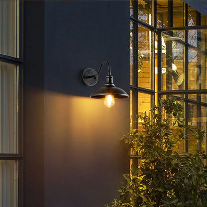 Vintage Industrial Barn Light Sconce with Gooseneck Arm | Weather-Resistant Design for Outdoor Illumination 3