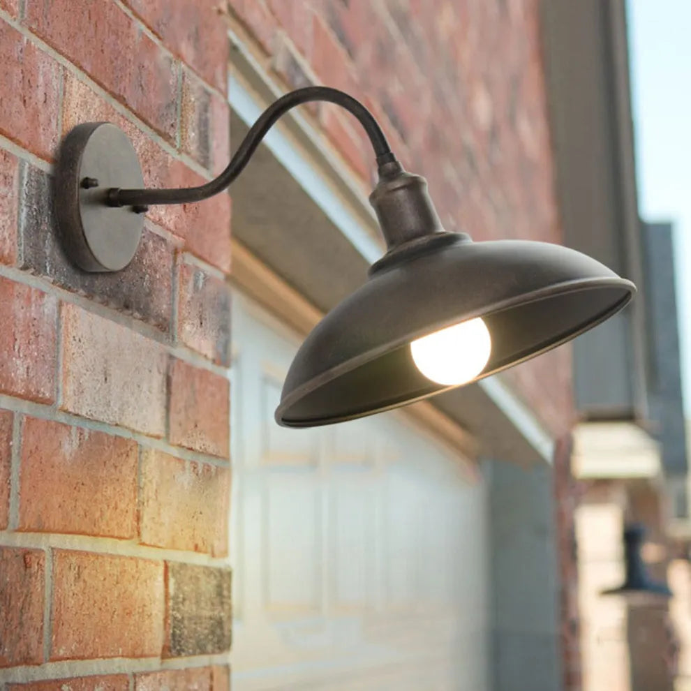 Vintage Industrial Barn Light Sconce with Gooseneck Arm | Weather-Resistant Design for Outdoor Illumination 9