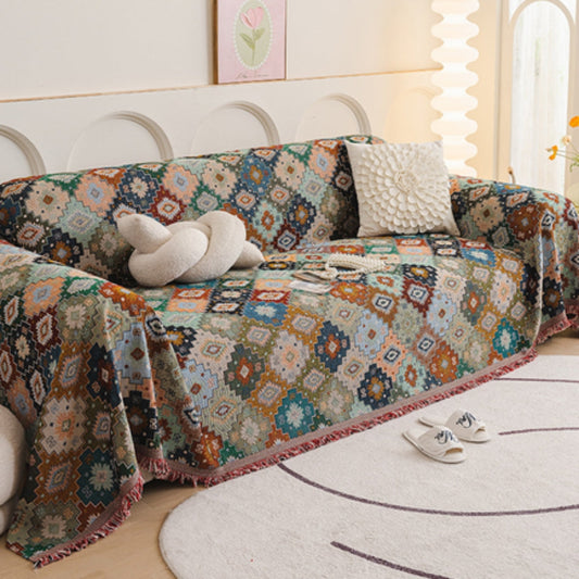 Vintage Mosaic | Couch Cover with Bohemian Geometric Patterns | Durable Fabric for Pet Protection 0