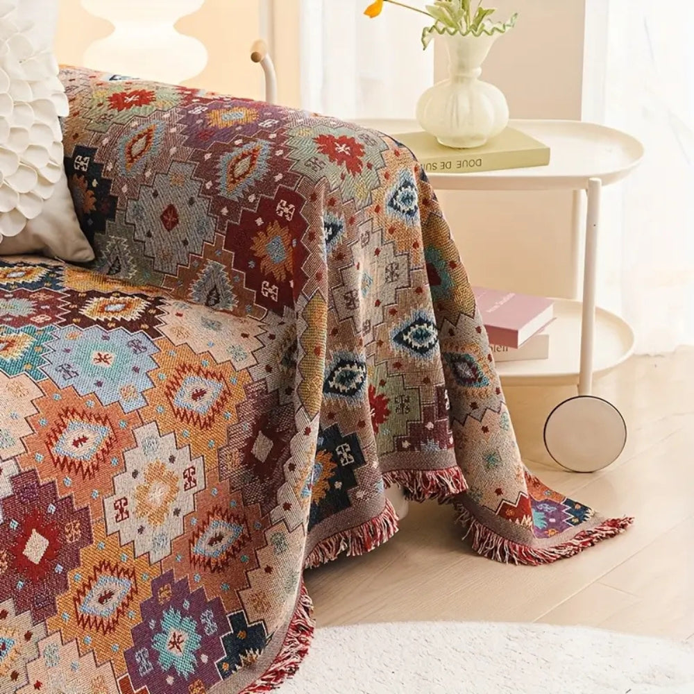 Vintage Mosaic | Couch Cover with Bohemian Geometric Patterns | Durable Fabric for Pet Protection 5