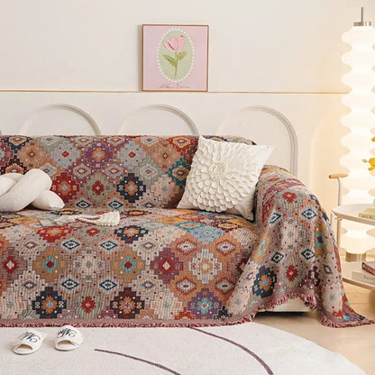 Vintage Mosaic | Couch Cover with Bohemian Geometric Patterns | Durable Fabric for Pet Protection 7