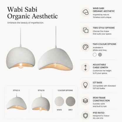 Wabi Sabi | Modern Chandelier with Adjustable Cable & Organic Design | Unique Resin Pendant Light for Warm Ambiance 6