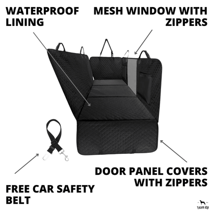 Waterproof Dog Car Hammock Cover with Anti-Slip Anchors | Durable Back Seat Cover for Clean Rides 1
