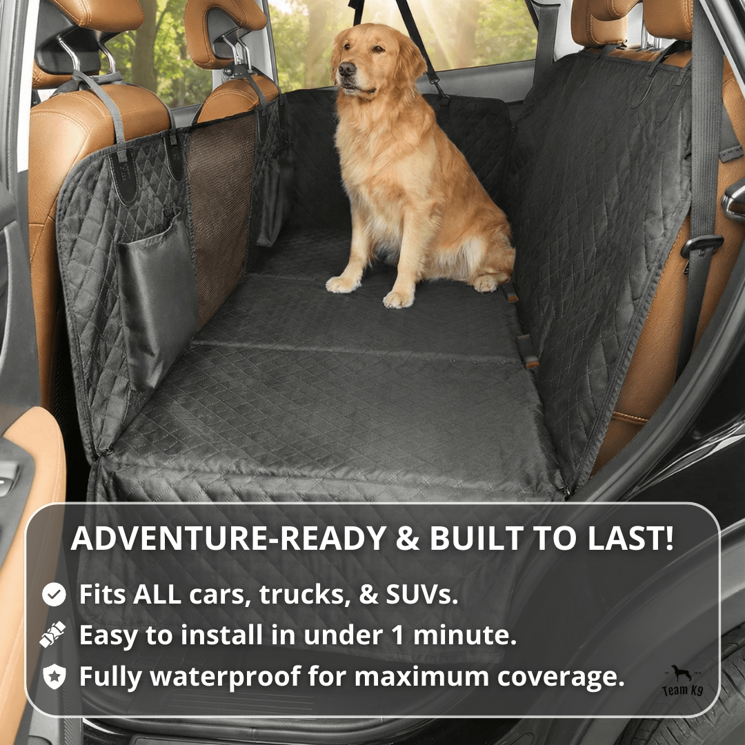 Waterproof Dog Car Hammock Cover with Anti-Slip Anchors | Durable Back Seat Cover for Clean Rides 3