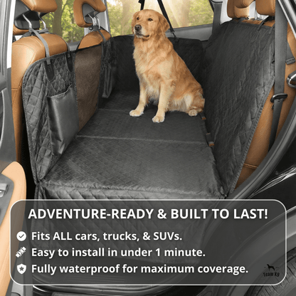 Waterproof Dog Car Hammock Cover with Anti-Slip Anchors | Durable Back Seat Cover for Clean Rides 3
