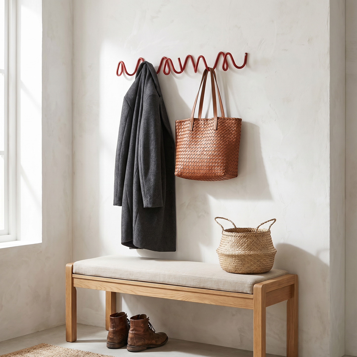 Wrought Iron Wave Wall Hook with Colour-Matching Screws | Stylish Coat and Key Hanger for Home Organization 2