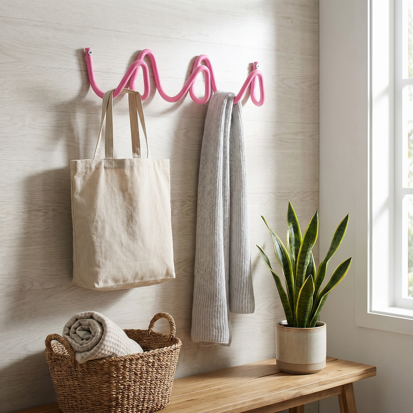 Wrought Iron Wave Wall Hook with Colour-Matching Screws | Stylish Coat and Key Hanger for Home Organization 6