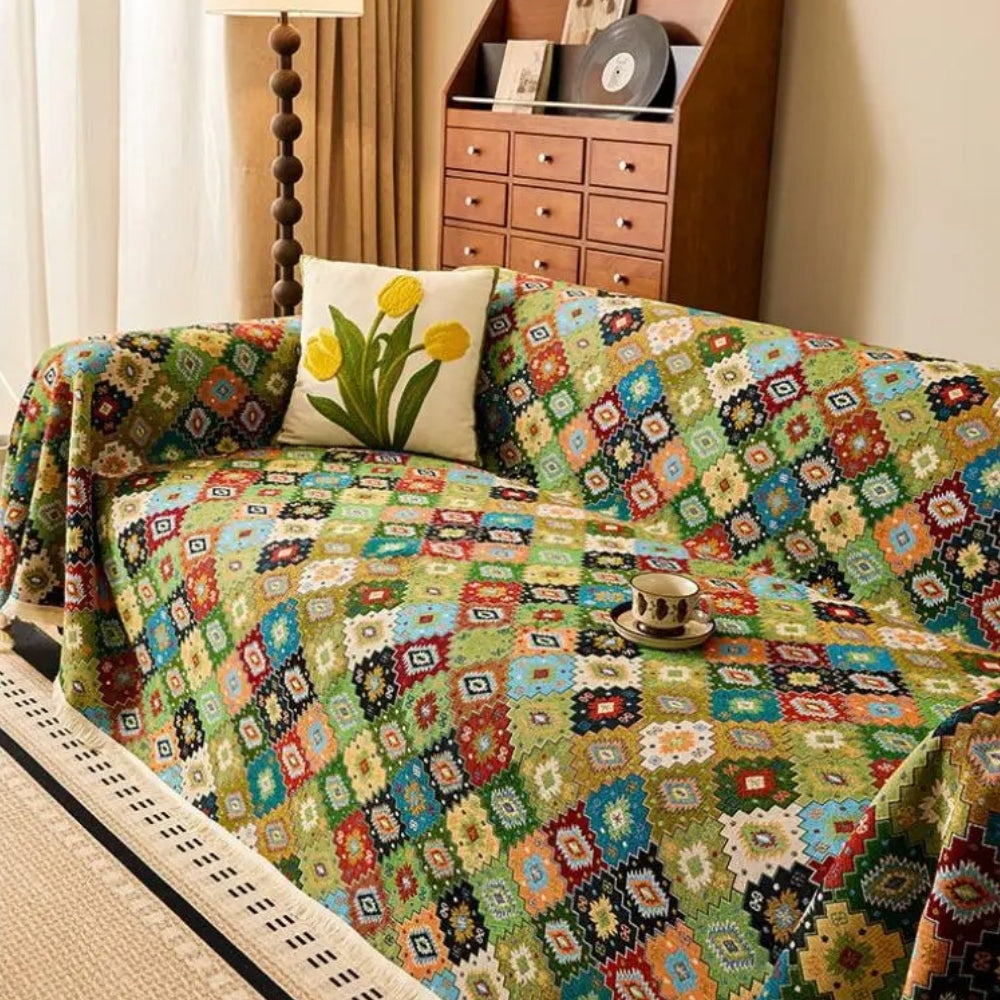 Zahara | Couch Cover with Soft Microfibre Fabric & Geometric Design | Stylish Protection for Your Home 2