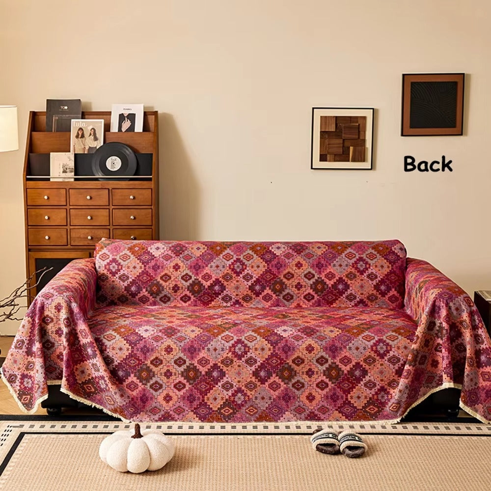 Zahara | Couch Cover with Soft Microfibre Fabric & Geometric Design | Stylish Protection for Your Home 4