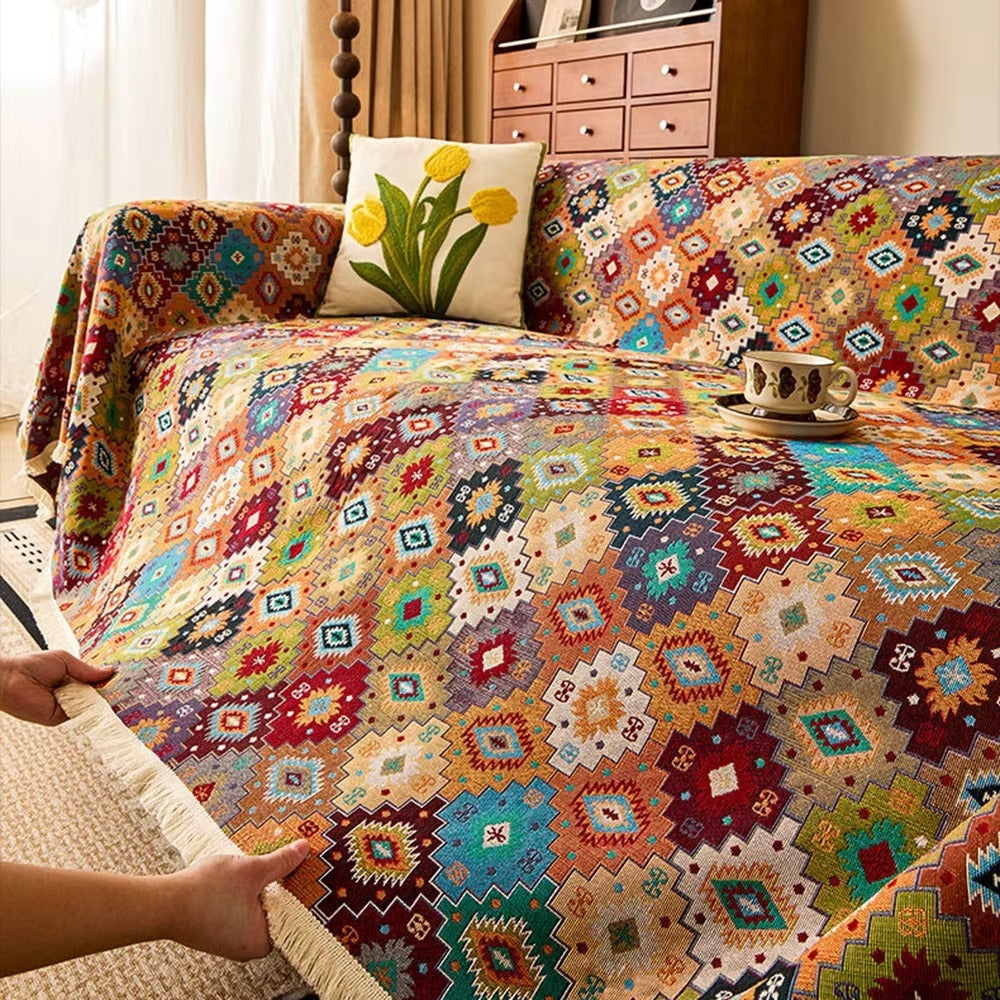 Zahara | Couch Cover with Soft Microfibre Fabric & Geometric Design | Stylish Protection for Your Home 5